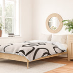 Mid Century Modern Print Black And White Abstract Wall Art Brush Strokes Lines Shapes Abstract Decor Duvet Cover Gallery Image 2