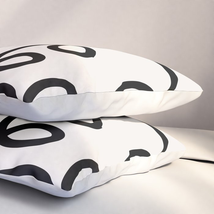 Mid Century Modern Print Black And White Abstract Wall Art Brush Strokes Lines Shapes Abstract Decor Pillow Sham Gallery Image 3