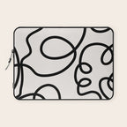 Mid Century Modern Print Black And White Abstract Wall Art Brush Strokes Lines Shapes Abstract Decor Laptop Sleeve Gallery Image 1