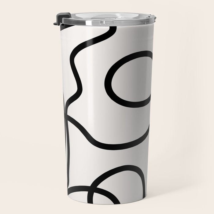 Mid Century Modern Print Black And White Abstract Wall Art Brush Strokes Lines Shapes Abstract Decor Travel Mug Gallery Image 3