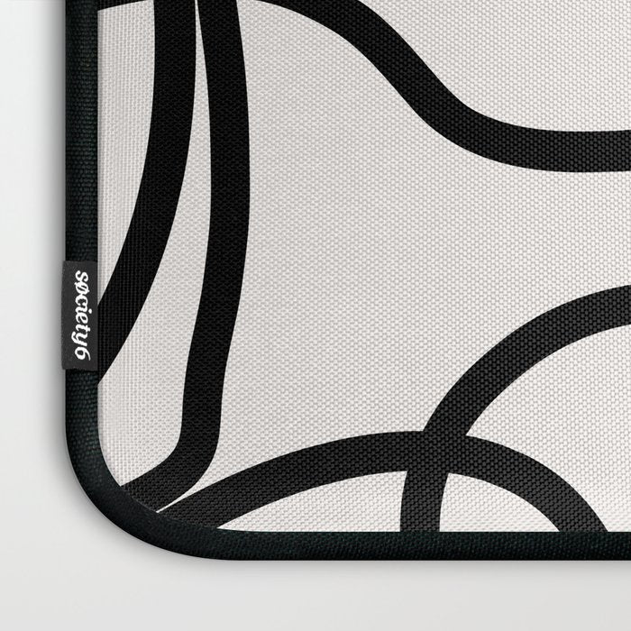 Mid Century Modern Print Black And White Abstract Wall Art Brush Strokes Lines Shapes Abstract Decor Laptop Sleeve Gallery Image 3
