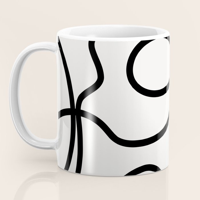 Mid Century Modern Print Black And White Abstract Wall Art Brush Strokes Lines Shapes Abstract Decor Coffee Mug Gallery Image 3