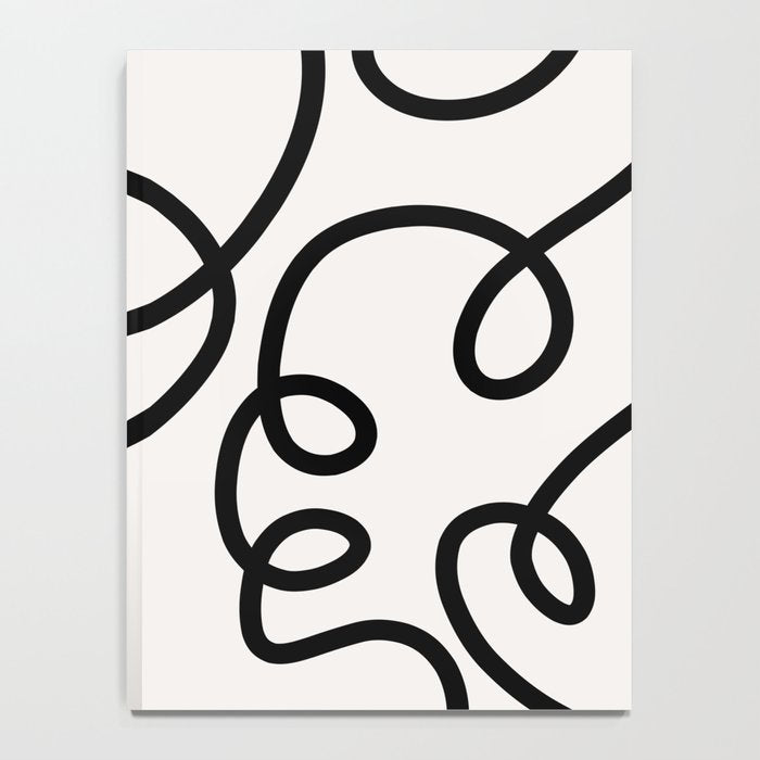 Mid Century Modern Print Black And White Abstract Wall Art Brush Strokes Lines Shapes Abstract Decor Notebook Gallery Image 4