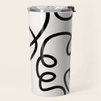 Mid Century Modern Print Black And White Abstract Wall Art Brush Strokes Lines Shapes Abstract Decor Travel Mug Gallery Image 2