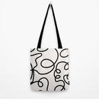 Mid Century Modern Print Black And White Abstract Wall Art Brush Strokes Lines Shapes Abstract Decor Tote Bag Gallery Image 2