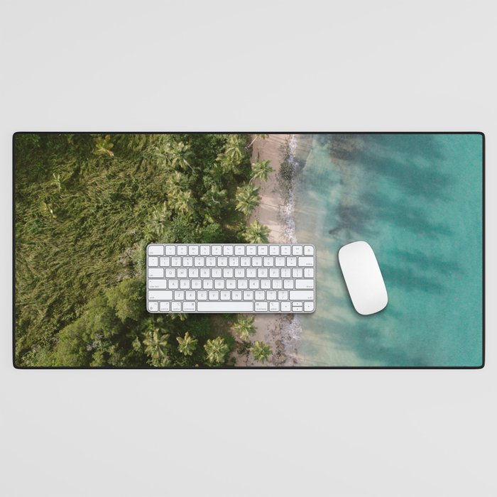 Las Terrenas from above | Beach travel photography Dominican Republic | Drone shot Desk Mat Gallery Image 1