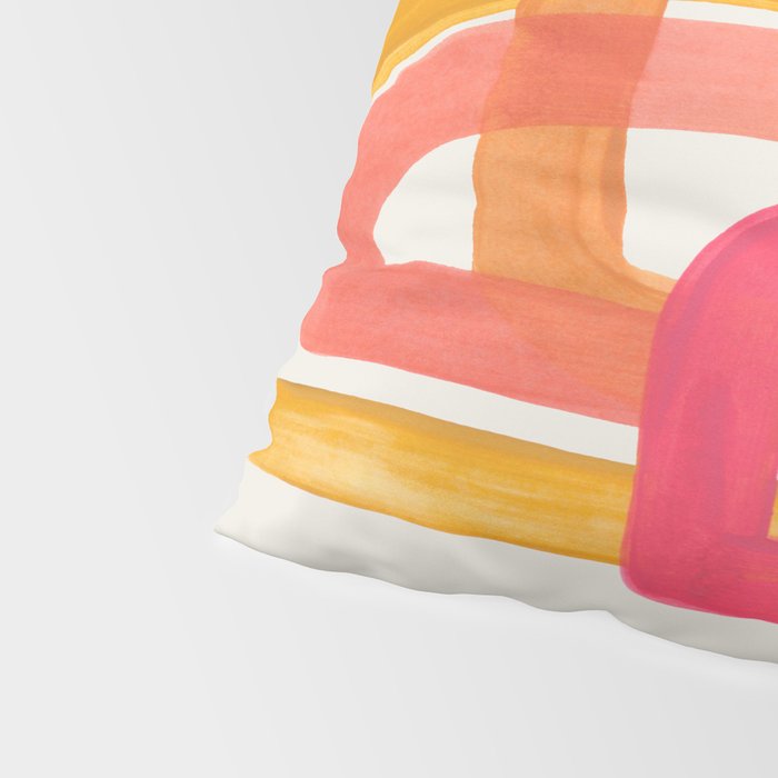 Funky Retro 70's Style Pattern Orange Pink Greindent Striped Circles Mid Century Colorful Pop Art Pillow Sham Gallery Image 4