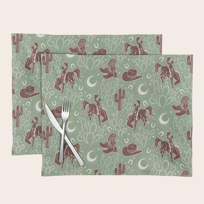 Cowboys and Cacti - sage Placemat Gallery Image 1