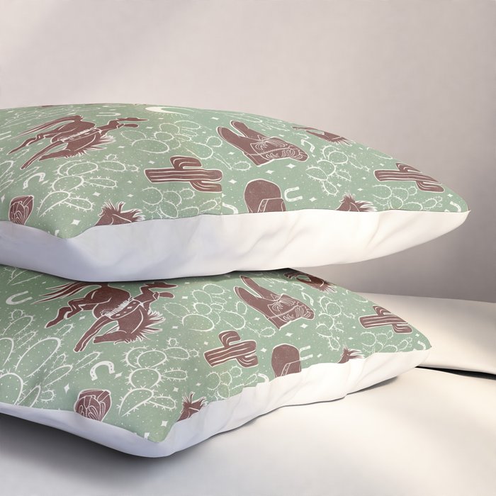 Cowboys and Cacti - sage Pillow Sham Gallery Image 3