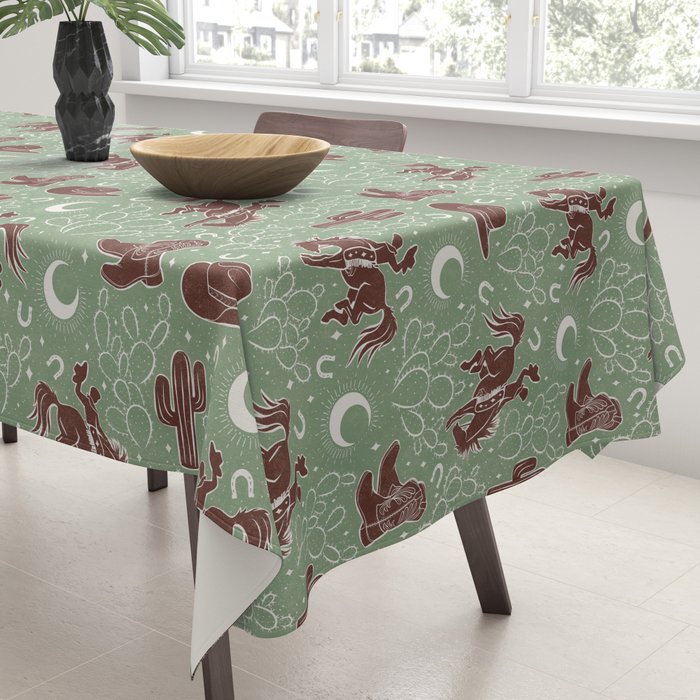 Cowboys and Cacti - sage Tablecloth Gallery Image 3
