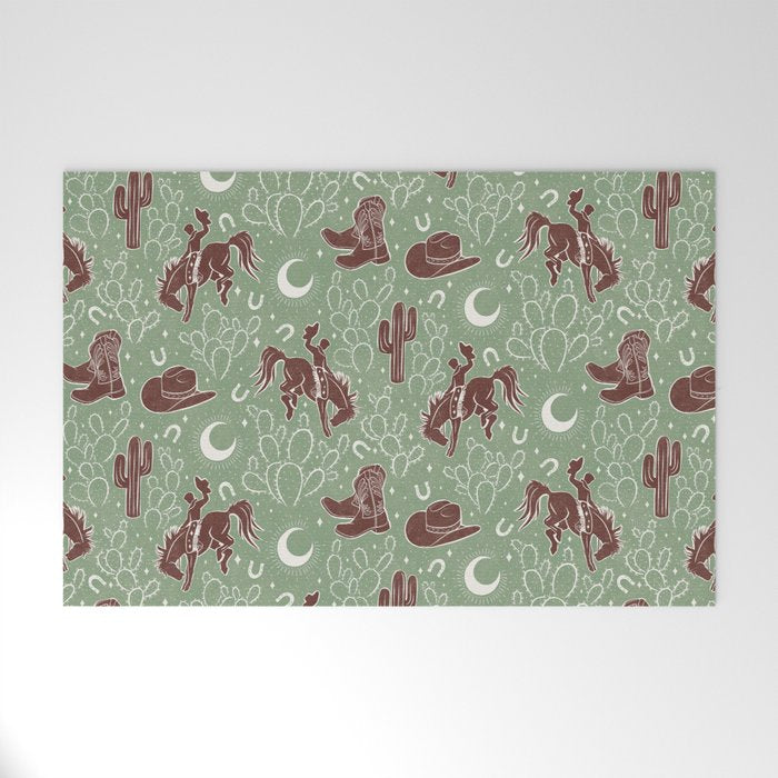 Cowboys and Cacti - sage Welcome Mat Gallery Image 1