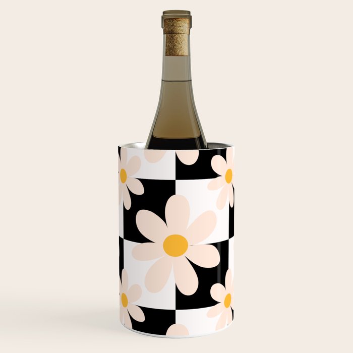 Black and White Checkered Daisy pattern  Wine Chiller Gallery Image 1