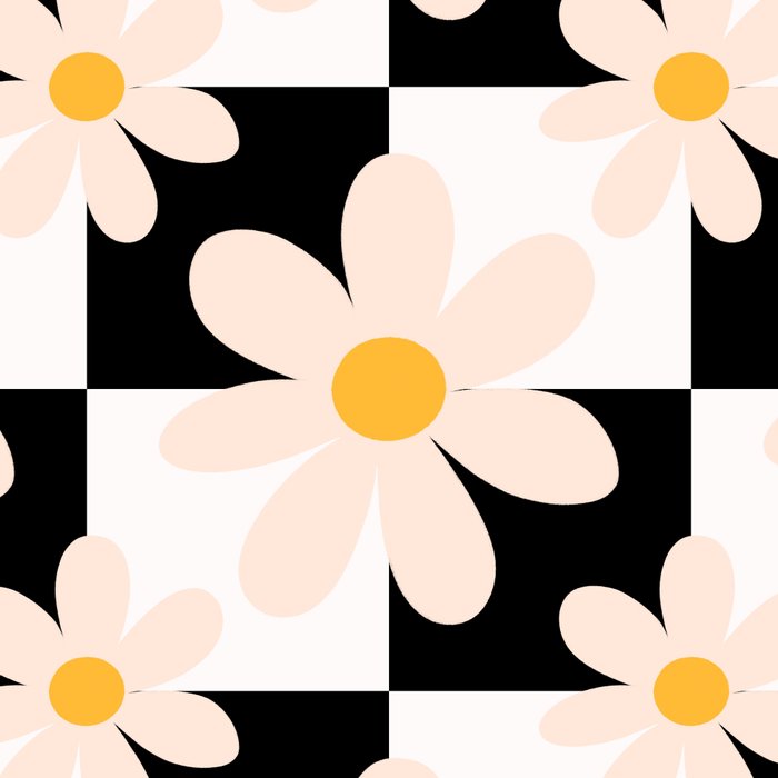 Black and White Checkered Daisy pattern  Coffee Mug Gallery Image 2