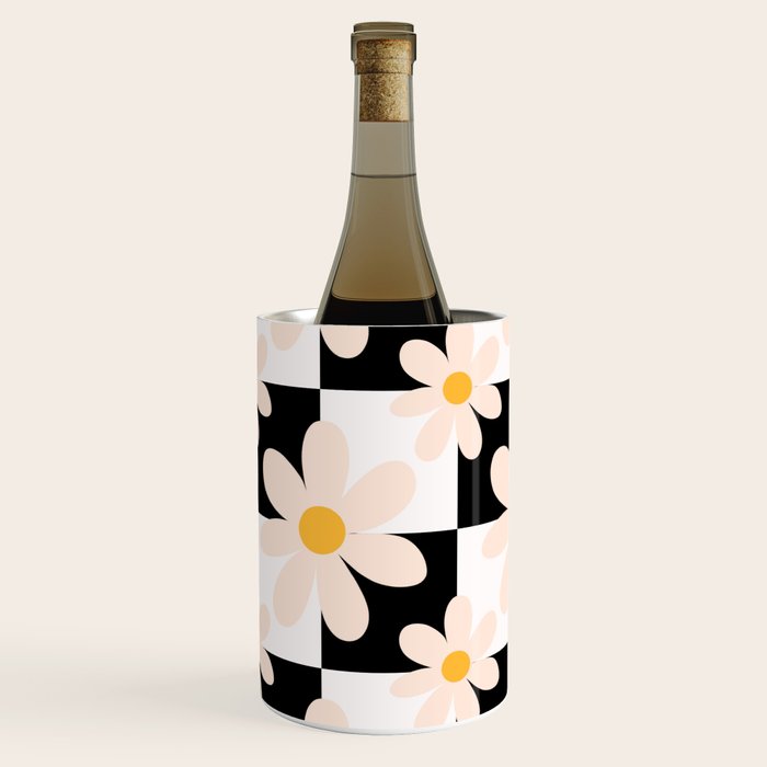 Black and White Checkered Daisy pattern  Wine Chiller Gallery Image 2