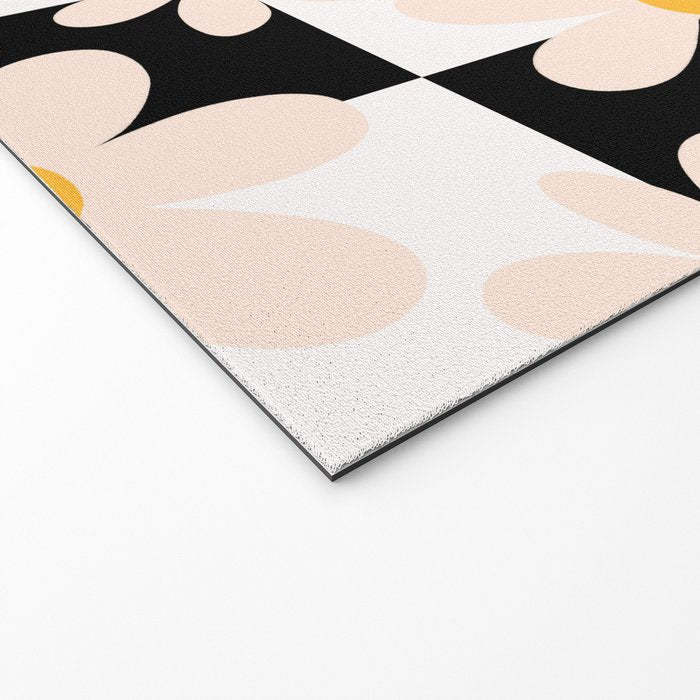 Black and White Checkered Daisy pattern  Welcome Mat Gallery Image 2