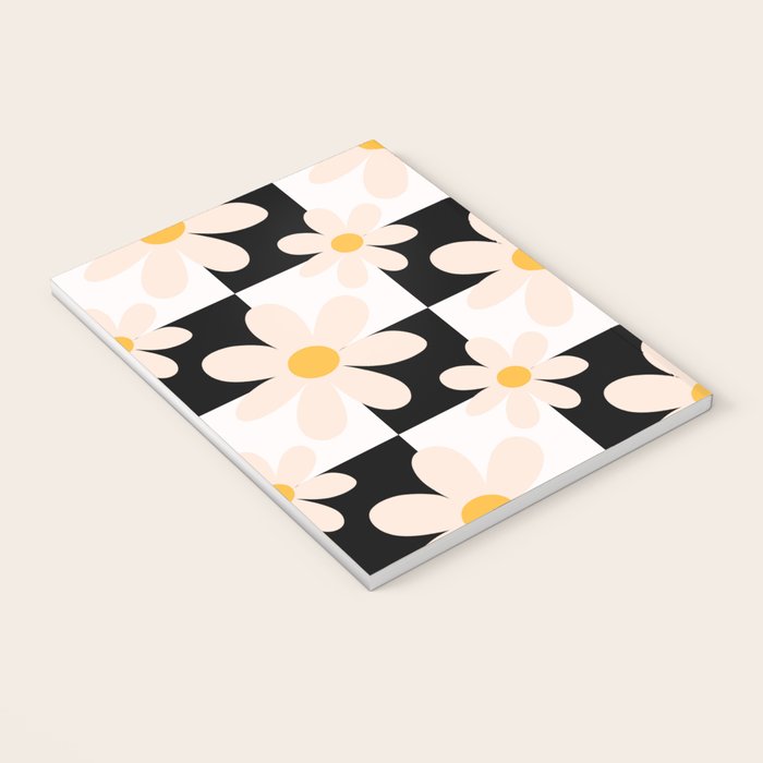 Black and White Checkered Daisy pattern  Notebook Gallery Image 3