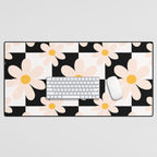 Black and White Checkered Daisy pattern  Desk Mat Gallery Image 1
