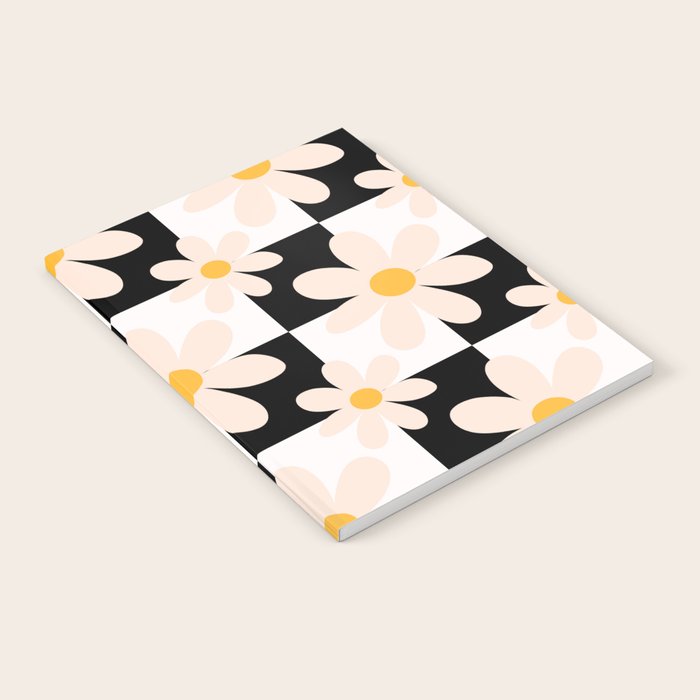 Black and White Checkered Daisy pattern  Notebook Gallery Image 2