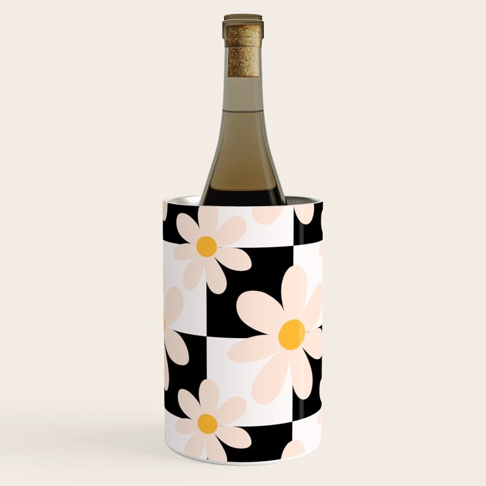 Black and White Checkered Daisy pattern  Wine Chiller Gallery Image 3