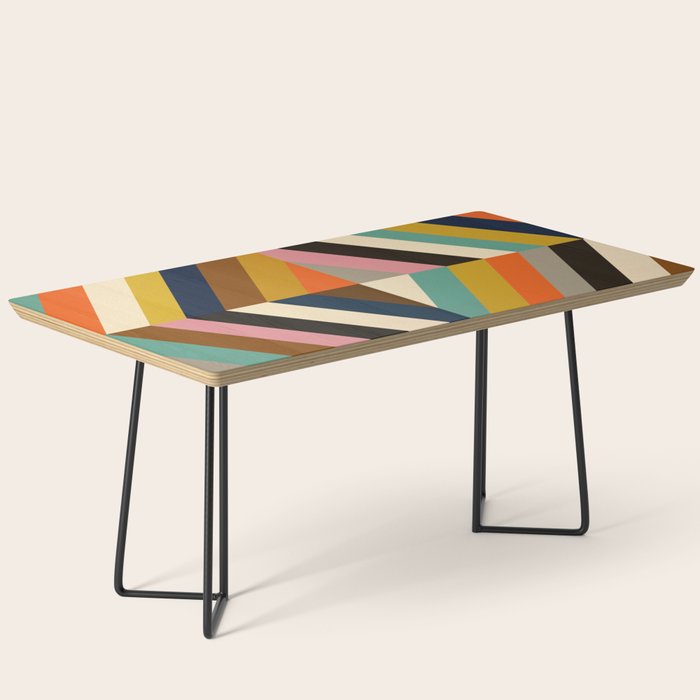 Mid Century Geometric Pattern Technicolor Diamond  Coffee Table Gallery Image 1