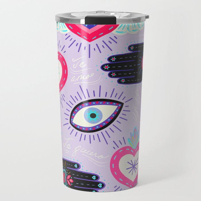 Milagro love heart - Lavender Travel Mug Gallery Image 1