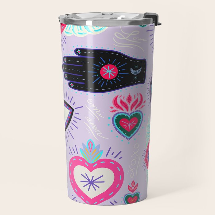 Milagro love heart - Lavender Travel Mug Gallery Image 2