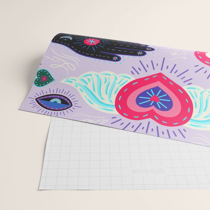 Milagro love heart - Lavender Wrapping Paper Gallery Image 2