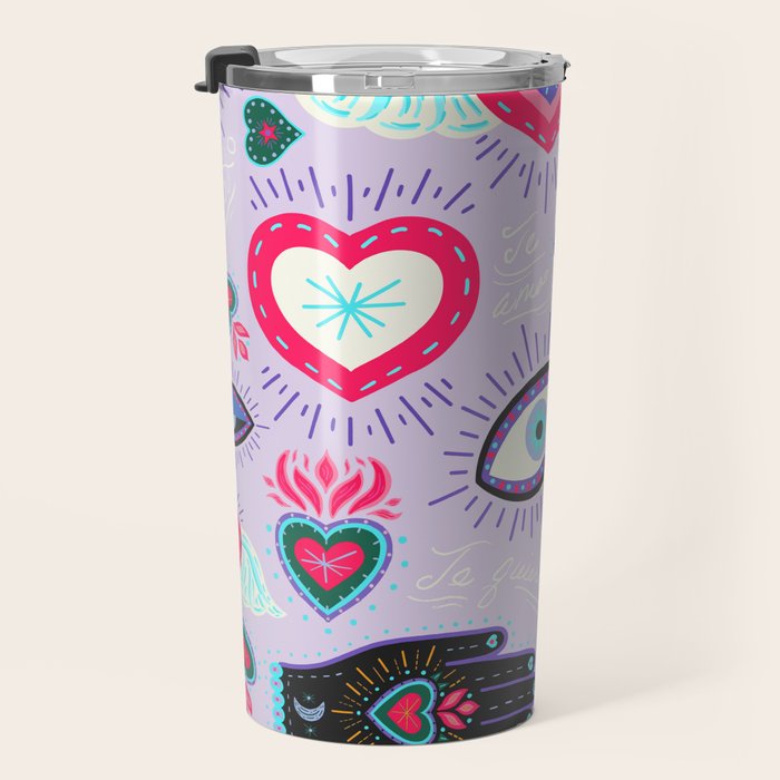 Milagro love heart - Lavender Travel Mug Gallery Image 3