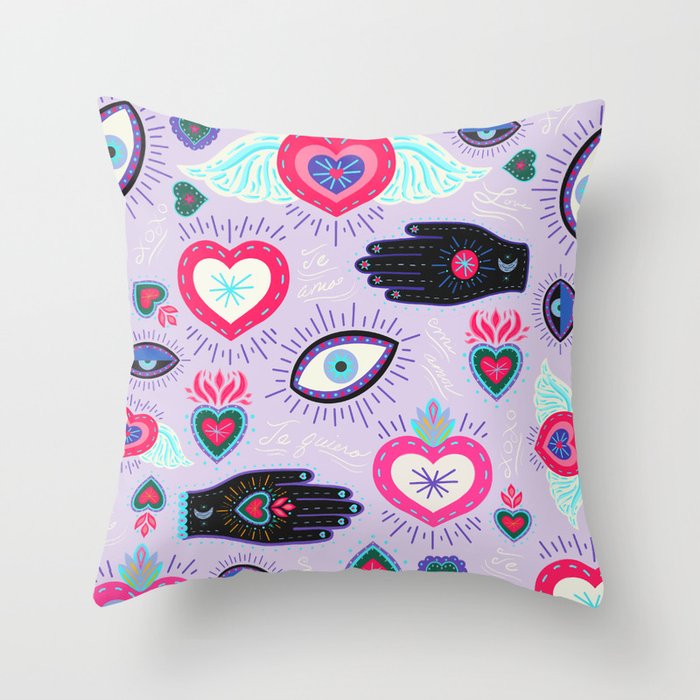 Milagro love heart - Lavender Throw Pillow Gallery Image 6