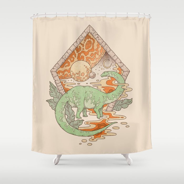 Aeon Archway: Apatosaurus | Dinosaur Science Fiction Art Shower Curtain Gallery Image 1