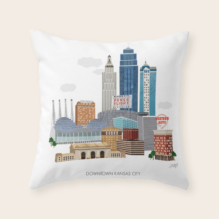 Kansas City Skyline Throw Pillow Gallery Image 6
