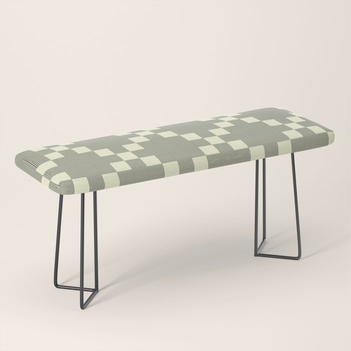 Diamond Quilted Plaid pattern black and white Bench Gallery Image 1
