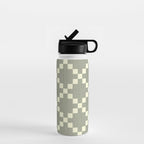 Diamond Quilted Plaid pattern black and white Water Bottle Gallery Image 1