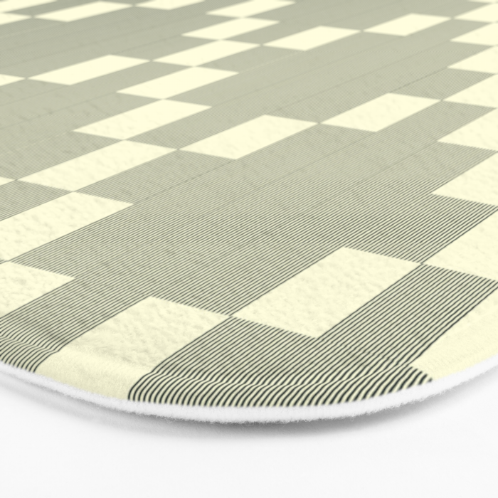 Diamond Quilted Plaid pattern black and white Bath Mat Gallery Image 3