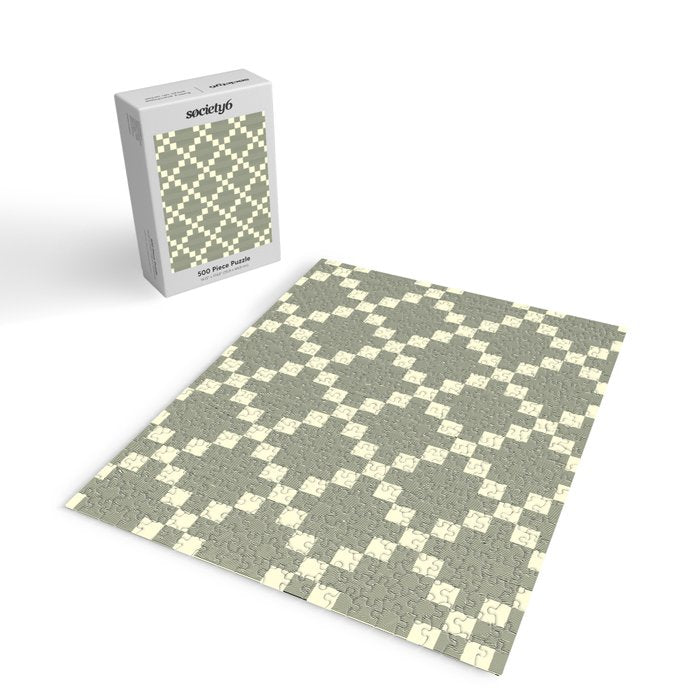 Diamond Quilted Plaid pattern black and white Jigsaw Puzzle Gallery Image 2