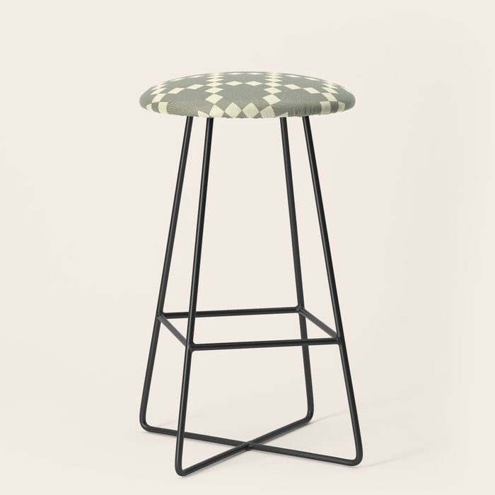 Diamond Quilted Plaid pattern black and white Stool Gallery Image 1