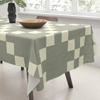 Diamond Quilted Plaid pattern black and white Tablecloth Gallery Image 3