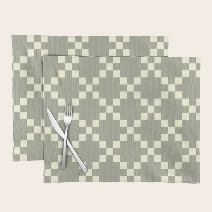 Diamond Quilted Plaid pattern black and white Placemat Gallery Image 1