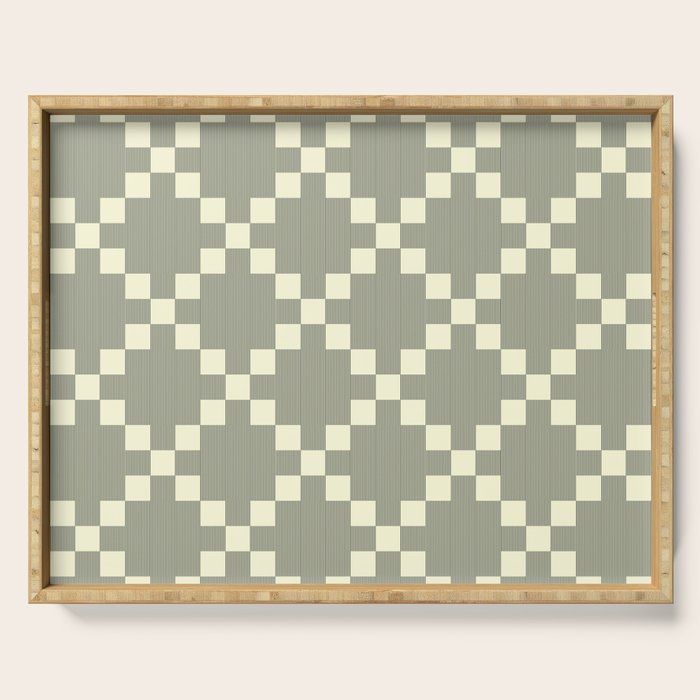 Diamond Quilted Plaid pattern black and white Serving Tray Gallery Image 1