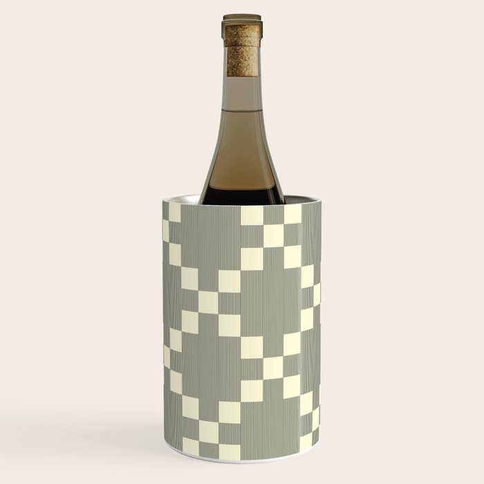 Diamond Quilted Plaid pattern black and white Wine Chiller Gallery Image 1