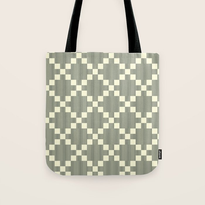 Diamond Quilted Plaid pattern black and white Tote Bag Gallery Image 1