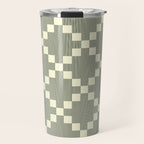 Diamond Quilted Plaid pattern black and white Travel Mug Gallery Image 1