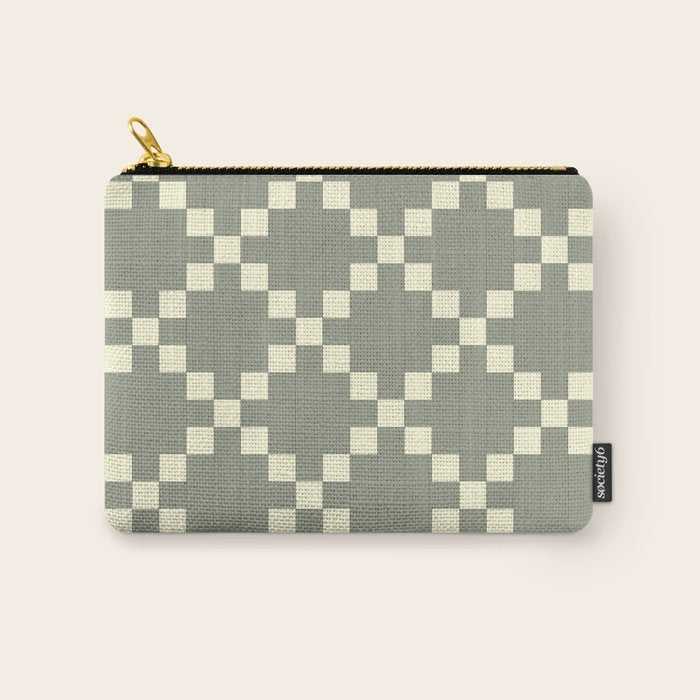 Diamond Quilted Plaid pattern black and white Carry All Pouch Gallery Image 1