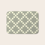 Diamond Quilted Plaid pattern black and white Bath Mat Gallery Image 1
