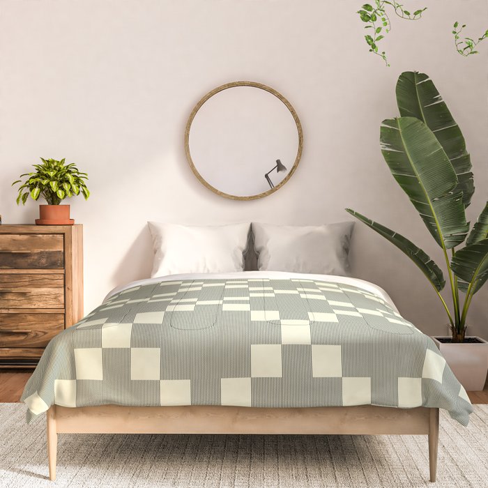 Diamond Quilted Plaid pattern black and white Comforter Gallery Image 3