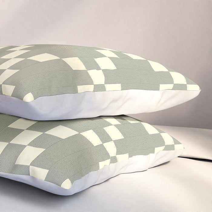 Diamond Quilted Plaid pattern black and white Pillow Sham Gallery Image 3