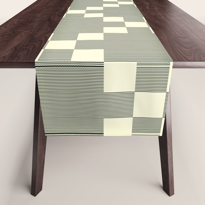 Diamond Quilted Plaid pattern black and white Table Runner Gallery Image 1