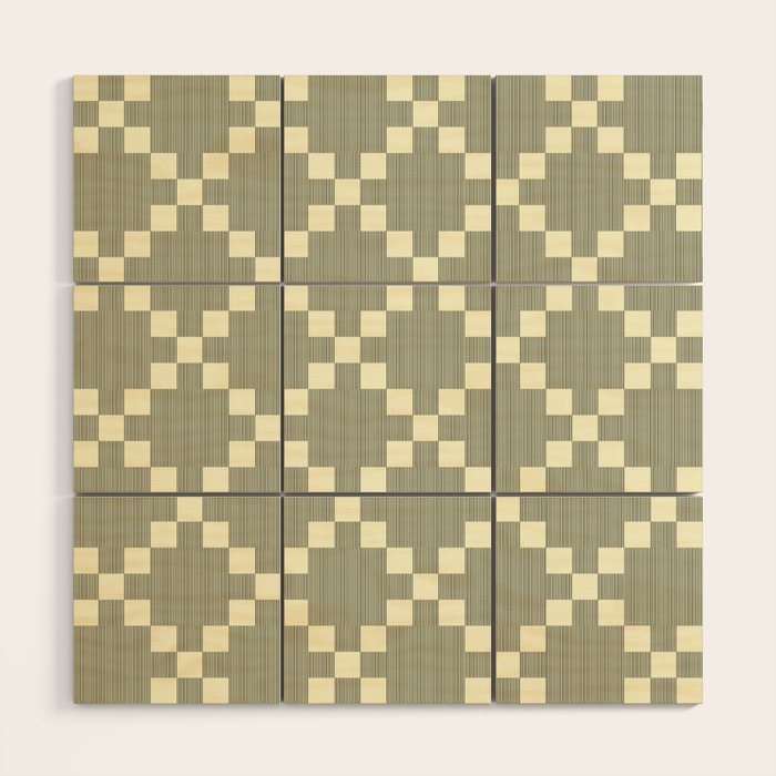 Diamond Quilted Plaid pattern black and white Wood Wall Art Gallery Image 1