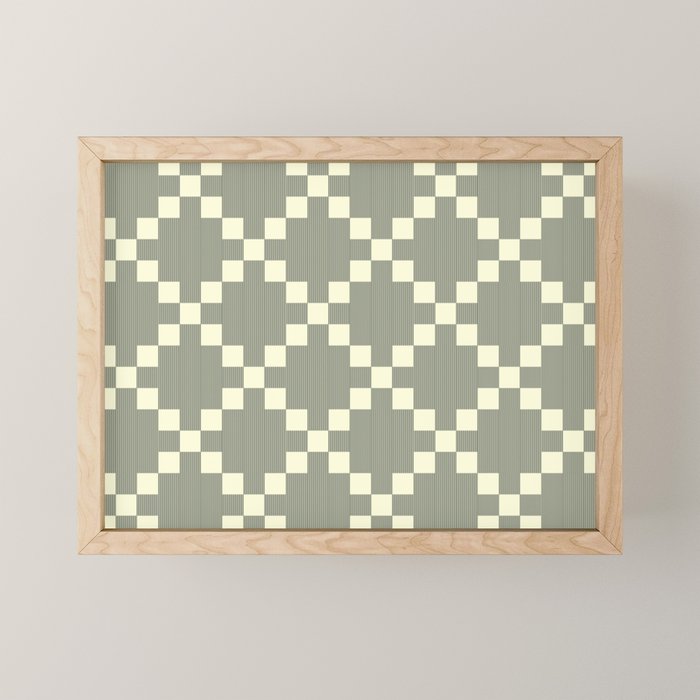 Diamond Quilted Plaid pattern black and white Mini Art Print Gallery Image 1