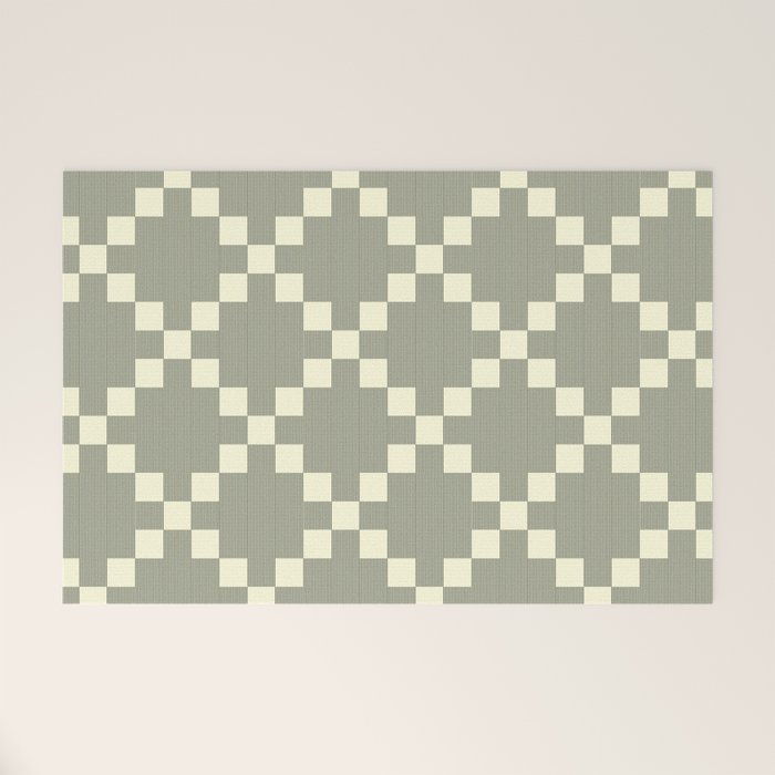 Diamond Quilted Plaid pattern black and white Welcome Mat Gallery Image 1